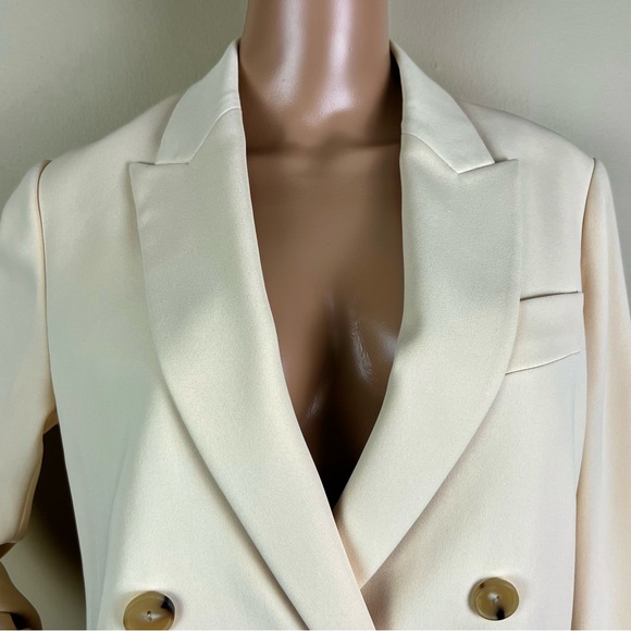 VINCE REVOLVE BEIGE CREPE DOUBLE-BREASTED BLAZER - Picture 3 of 13